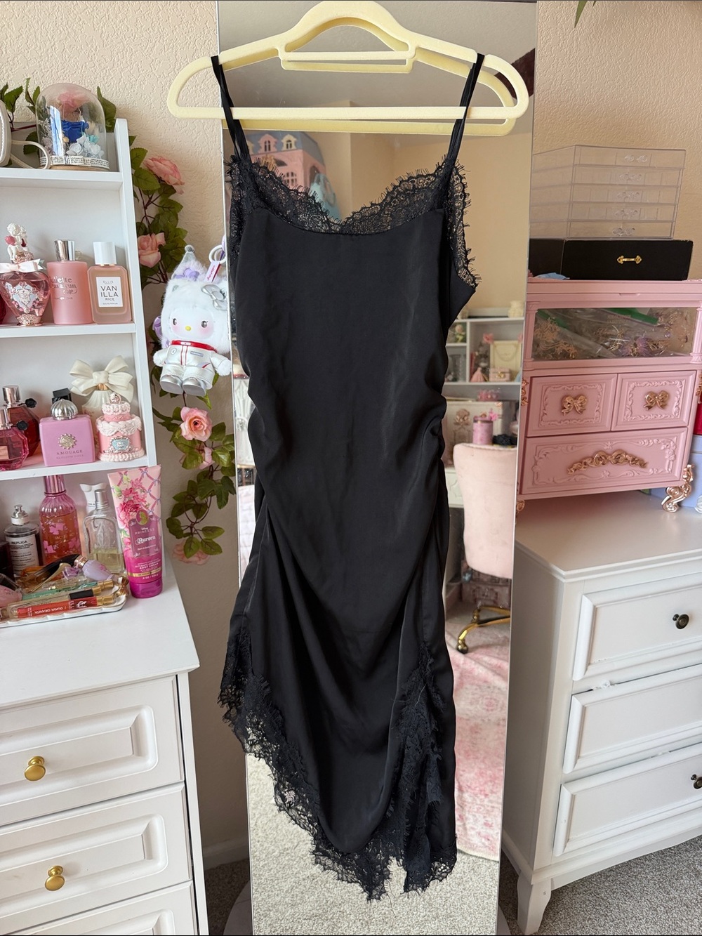 Cider Black Lace Slip Dress